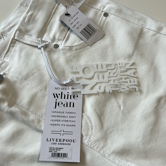 Liverpool The Gia Cruiser Pull On No See Through White Jean Shorts Size 12 - Picture 3 of 10